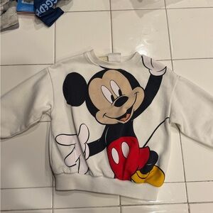 Zara White Kids Mickey Mouse Crewneck